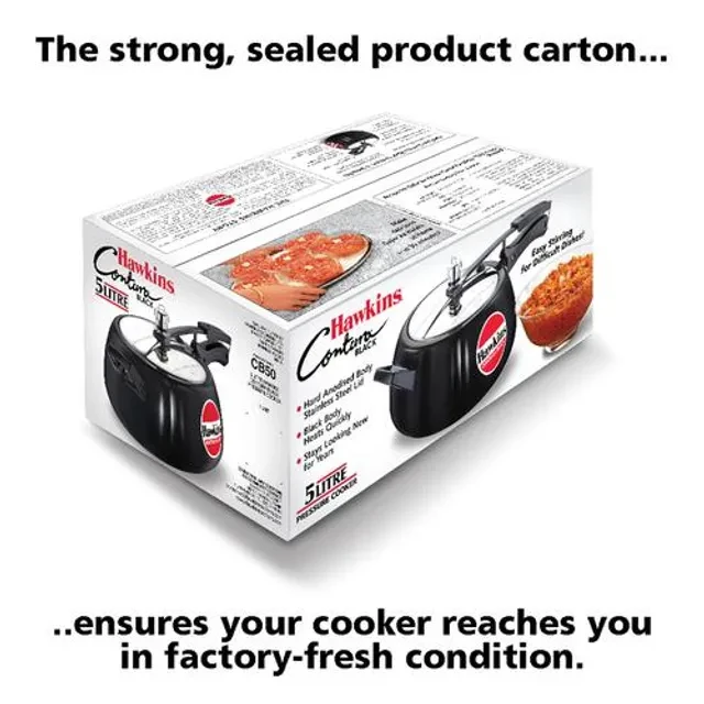 Hawkins Contura Hard Anodised Black Inner Lid Pressure Cooker - With Handle, CB50, 5 l-3.webp